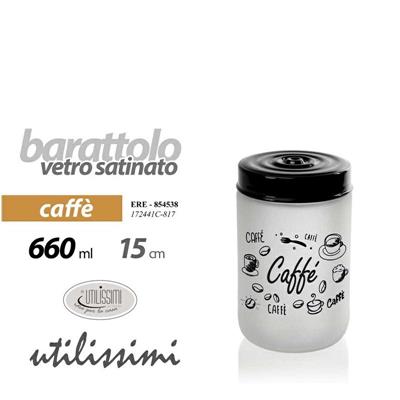 BARATTOLO IN VETRO SATINATO 660 CC 9X15 CM CAFFE'