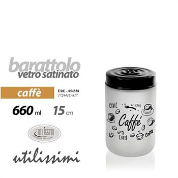 BARATTOLO IN VETRO SATINATO 660 CC 9X15 CM CAFFE'