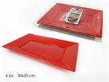 PIATTO RETTANGOLARE GRANDE COLORE ROSSO CONF.6PZ