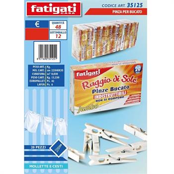 PINZA BUCATO RAGGIO DI SOLE CONF. 20 PZ