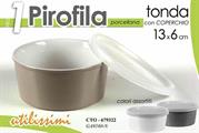 PIROFILA TONDA IN PORCELLANA CON COPERCHIO 13X6CM COLORI ASS
