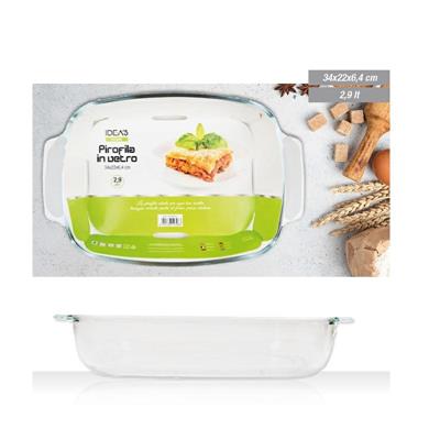 PIROFILA RETTANGOLARE IN VETRO CON MANICI 2,9 LT 34X22X6,4