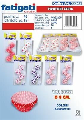 PIROTTINI IN CARTA CONF. 120PZ D.8CM DECORI ASS.