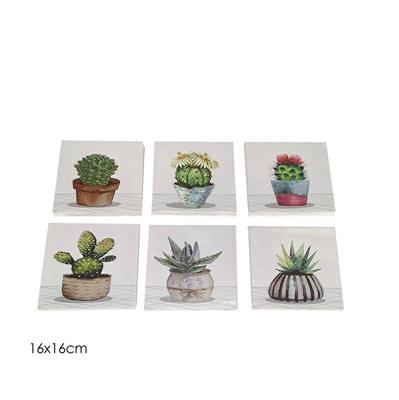 QUADRO CACTUS 16 X 16 CM 6 DECORI ASS