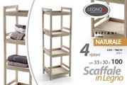 SCAFFALE LEGNO 4 RIPIANI 33,5 X 30 X 100 CM NATURALE