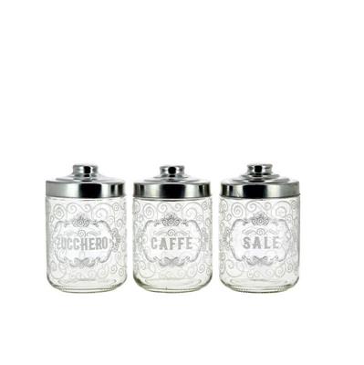 BARATTOLO VETRO 800 CC SET 3 PZ DECORO MAISON VINTAGE
