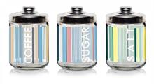 BARATTOLO VETRO 800 ML SET 3 PZ DECORO TEXTILE