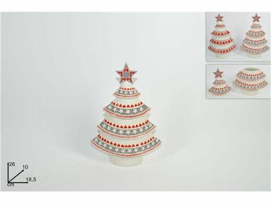 BARATTOLO IN CERAMICA ALBERO DI NATALE 26CM 2COLORI ASS.