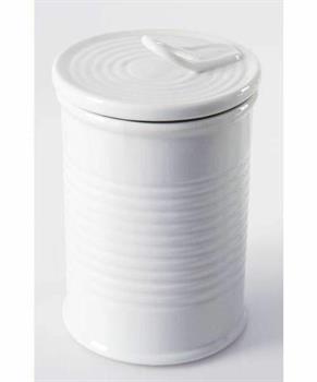 BARATTOLO IN CERAMICA BIANCO RIGATO 10X10X16CM