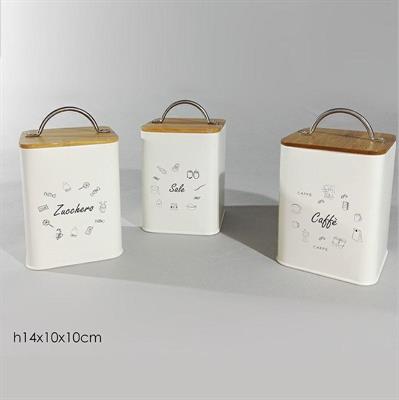 BARATTOLO IN LATTA 10 X H14 CM COLORE BEIGE 3 ASS