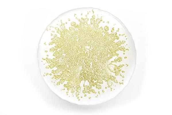 SOTTOPIATTO IN VETRO GOCCIA D.32CM COLORE BIANCO ORO GLITTER