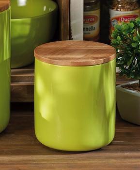 BARATTOLO CERAMICA E BAMBOO D. 10 X H12 CM 4 COLORI ASS
