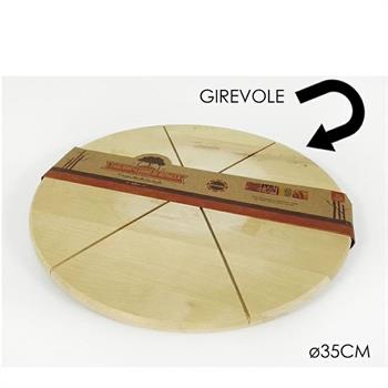 TAGLIERE TONDO GIREVOLE IN LEGNO D. 35 CM