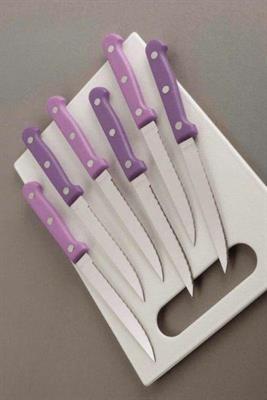 TAGLIERE CON 6COLTELLI BISTECCA COLORE VIOLA