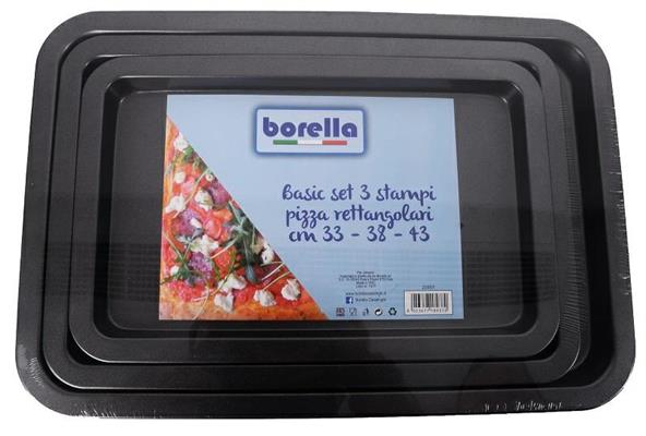 TEGLIA RETTANGOLARE PER PIZZA SET 3 PZ 33/38/43 CM - Teglie e ruoti -  Bottiglieri Casalinghi