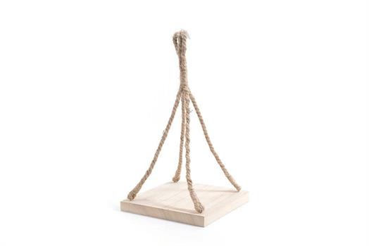 APPENDINO TRONCO QUADRATO IN LEGNO CON CORDE 24X24XH50CM