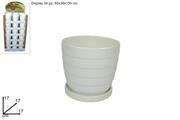 VASO CON PIATTINO DECORO RIGHE BIANCO