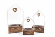 CASPO PORTAFIORI IN METALLO E LEGNO SET 3PZ RETTANGOLARE COL