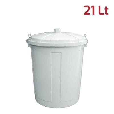 BIDONE MAXI 21 LT CON CHIUSURE BIANCO GHIACCIO