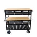 MOBILE FERRO E LEGNO CON RUOTE 6 SCOMPARTI 107 X 40 X H95 CM