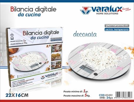 BILANCIA CUCINA DIGITALE TONDA D.22CM 1GR/5KG DECORI ASS.