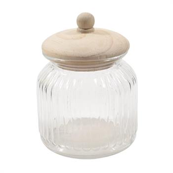 BARATTOLO ERMETICO IN VETRO CON TAPPO LEGNO 650 ML 11 X 14CM