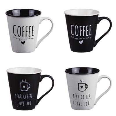 TAZZA MUG 9 X H10 CM 2 COLORI E DECORI ASS