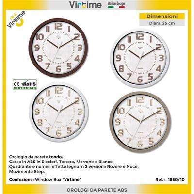 OROLOGIO ABS TONDO 25 CM QUADRANTE LEGNO ASS