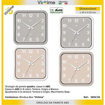 OROLOGIO ABS QUADRO 26 X 26 CM 4 COLORI ASS