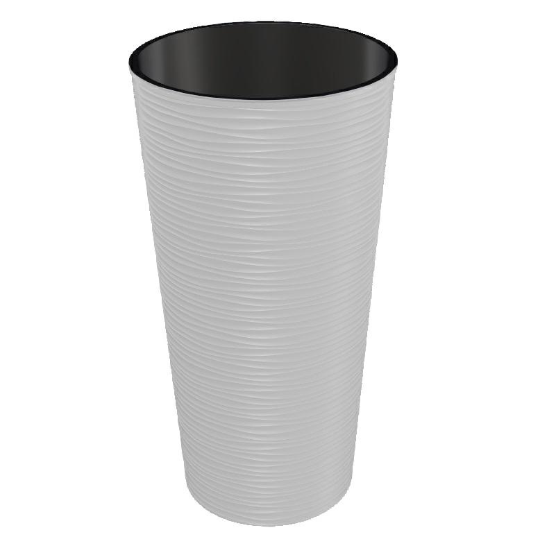 Prosperplast Vaso Rotondo Splofy 8L - Bianco, 25,9 X 22 Cm, Effetto Tessuto