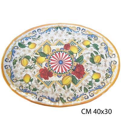 VASSOIO OVALE MELAMINA 40X30 CM CARRETTO SICILIANO