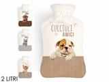BORSA ACQUA CALDA 2LT CON COVER CUCCIOLI AMICI DECORI ASS.