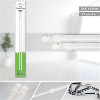 ASTE TENDA ESTENDIBILE TONDA 80-130CM DIAM 1CM 2PZ BIANCO