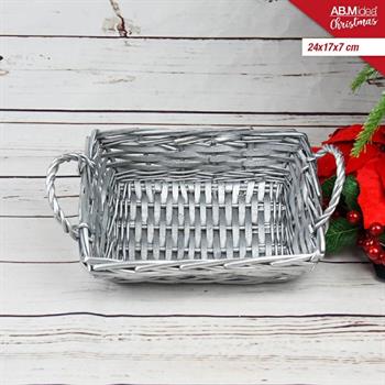 CESTA RETTANGOLARE SILVER CM.24X17X7