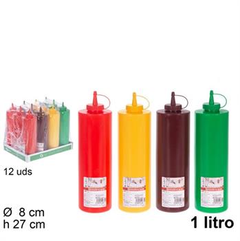 DOSATORE PER SALSE DI PLASTICA ROSSO/GIALLO 1 LT