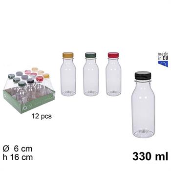 BOTTIGLIA IN PLASTICA TRASPARENTE 330 ML CON TAPPO