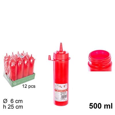 DOSATORE IN PLASTICA PER SALSE ROSSO 500 ML A BOCCA LARGA