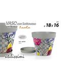 VASO IN PLASTICA DECORO ISOLA CON SOTTOVASO 18X16 CM