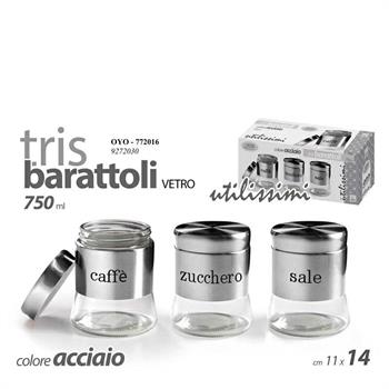 BARATTOLO ACCIAIO 11 X 14 CM 750 ML SET 3 PZ