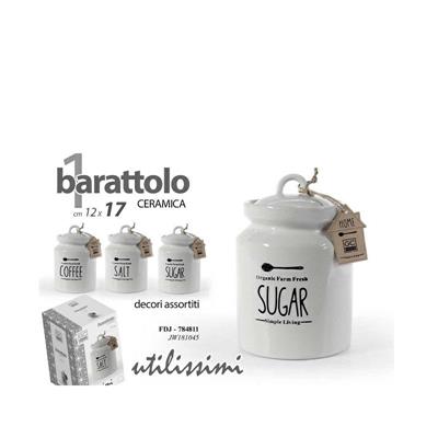 BARATTOLO CERAMICA 12 X 12 X 17 CM DECORI ASS