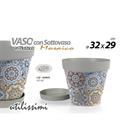 VASO IN PLASTICA GRIGIO MOSAICO 32X29 CM