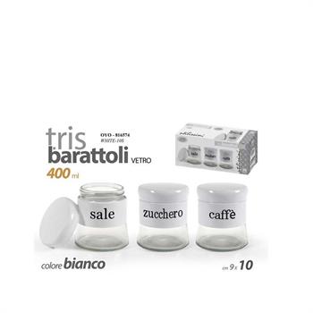BARATTOLO 10,4 CM 400 ML BIANCO SET 3 PZ