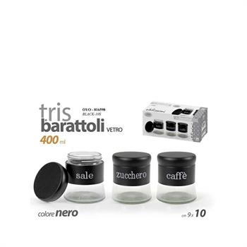 BARATTOLO 10,4 CM 400 ML NERO SET 3 PZ