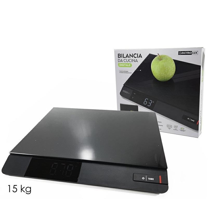 Bilancia Da Cucina Digitale Taylor 3851, 15 Kg, Funzione HOLD, Piattaforma In Vetro, Nero