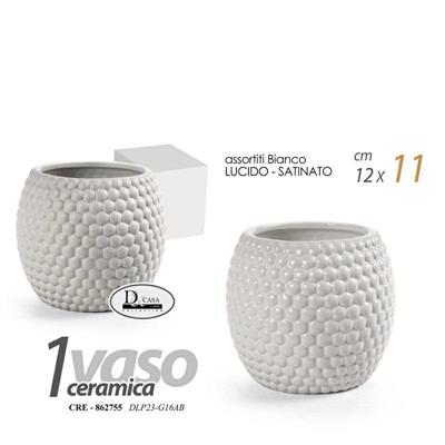 VASO CERAMICA BIANCO 12X12X11 CM ASS SATINATO/LUCIDO