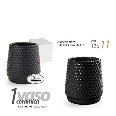 VASO CERAMICA NERO 12X12X11 CM ASS SATINATO/LUCIDO