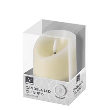 CANDELA LED CILINDRO CON TIMER AVORIO D.7,5X10 CM