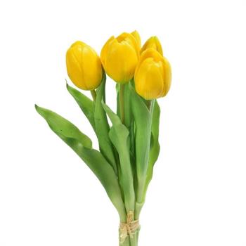 FIORE BOUQUET 5 TULIPANI IN GOMMA 31 CM GIALLO