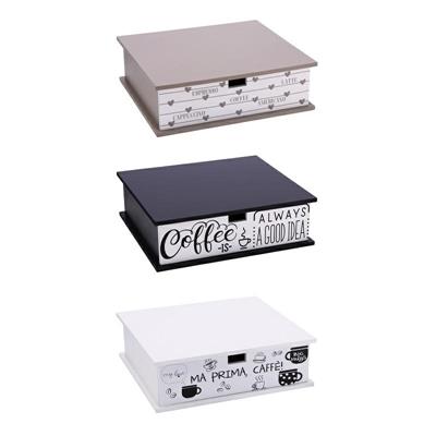 SCATOLA PORTACIALDE CAFFE' 32 X 29 X H 10 CM 3 ASS