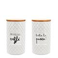 BARATTOLO IN CERAMICA CON COPERCHIO LEGNO D. 11 X H 18 CM AS